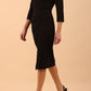 Liesel Low V-neck Sleeved Collared Wrap Pencil Dress 