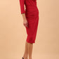 Liesel Low V-neck Sleeved Collared Wrap Pencil Dress 