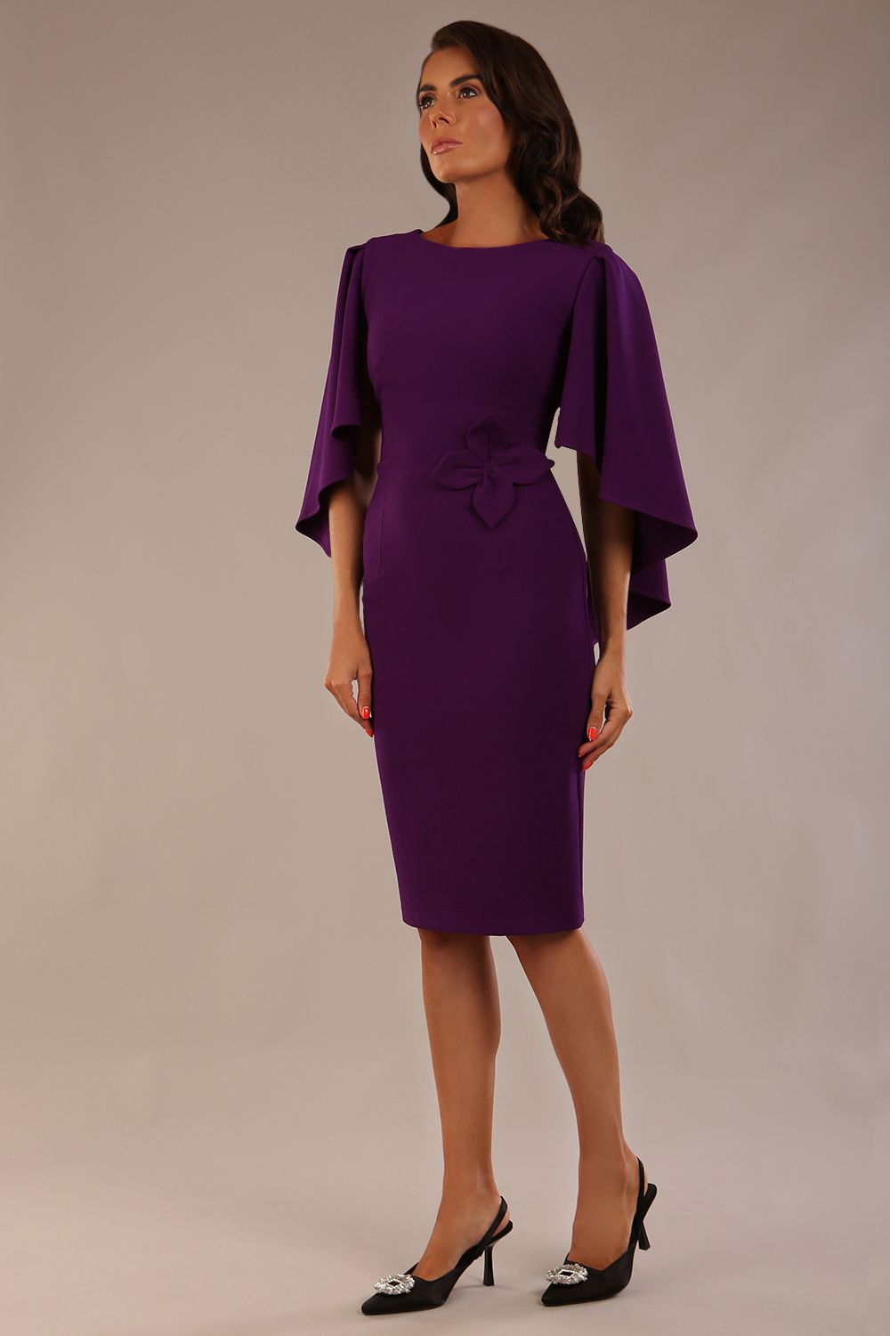 knee length pencil dress Luella Dolman Sleeve Knee-Length Purple / M Color:#f8f8ff or any special occasion Inexpensive Shop For Prom Dresses Breeze Bridal, Prom &