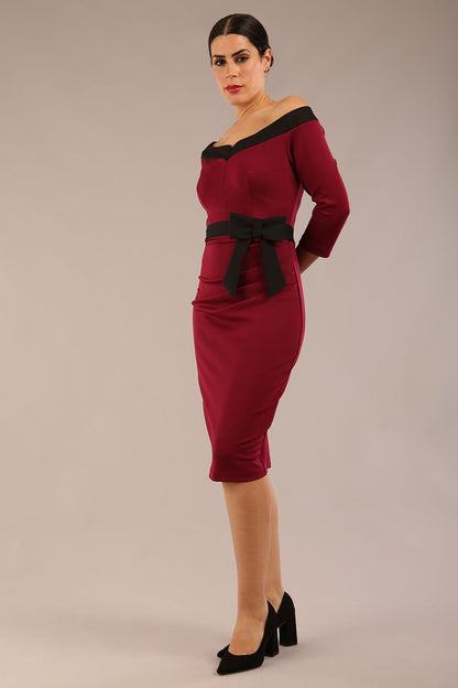 Luma Off Shoulder Bow detail Pencil Dress 