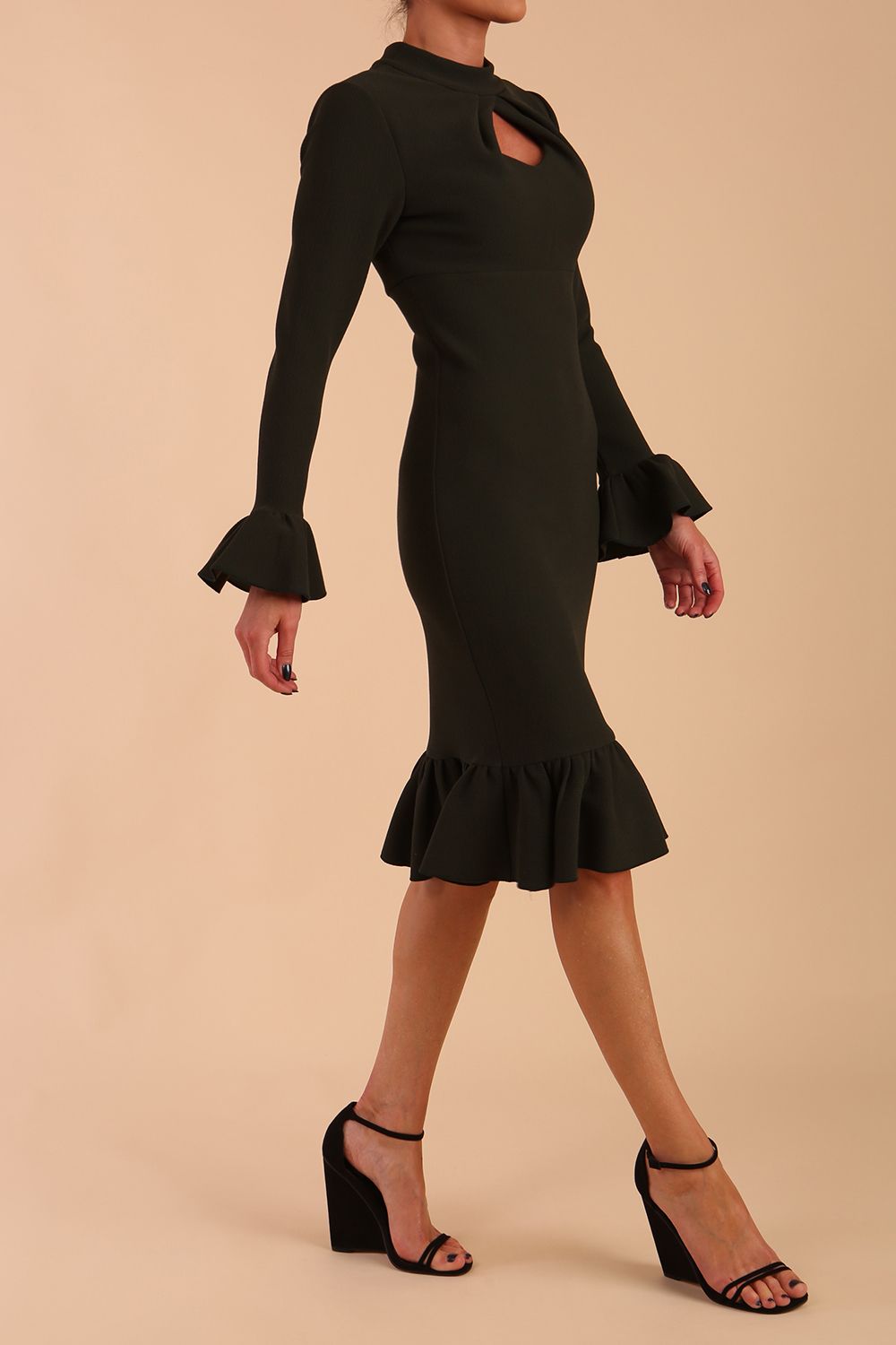 Macarena Peplum Hem Bodycon Pencil Dress 