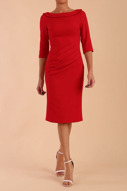 Marcel Folded Collar Pencil Dress 