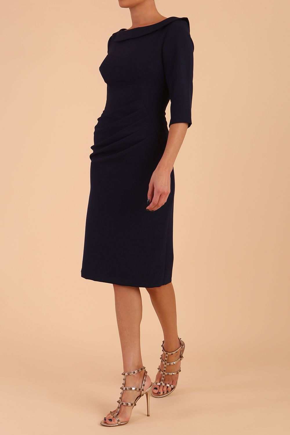 Marcel Folded Collar Pencil Dress 
