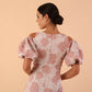 Margot Rose Jacquard Puff Sleeve Dress 