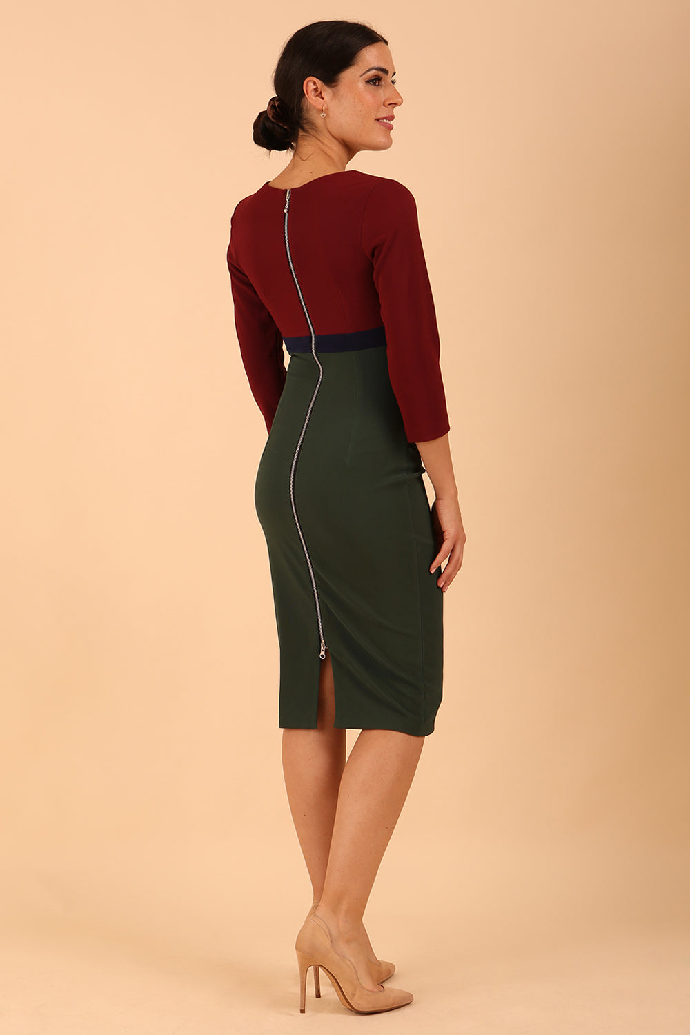 Nadia 3/4 Sleeve Colour Block Dress 