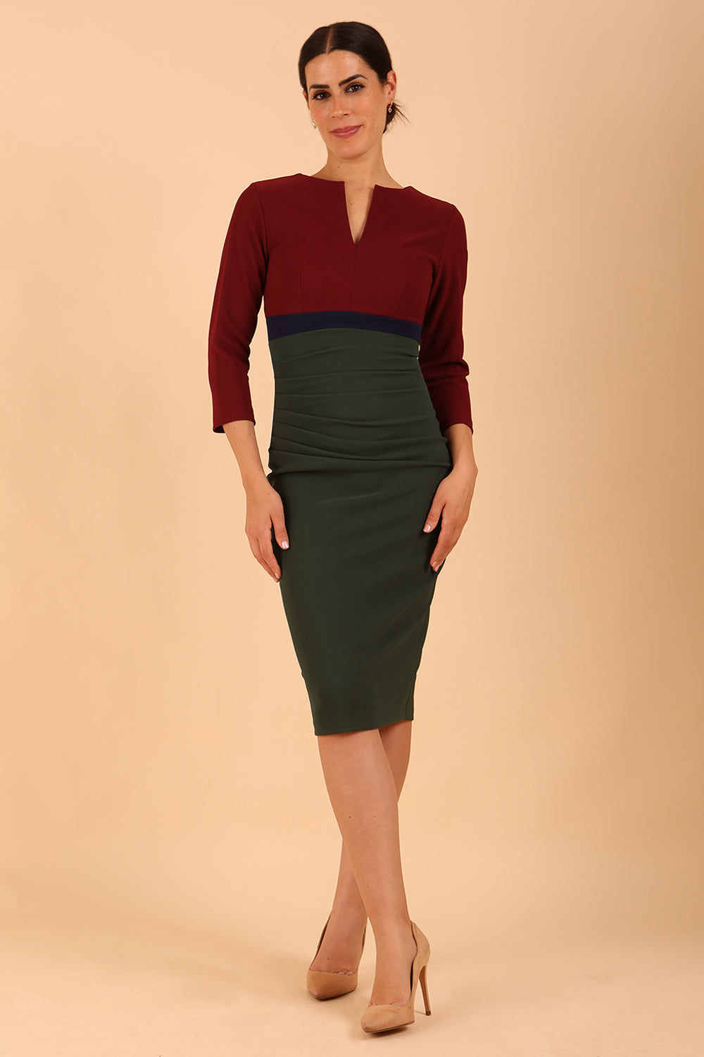 Nadia 3/4 Sleeve Colour Block Dress 