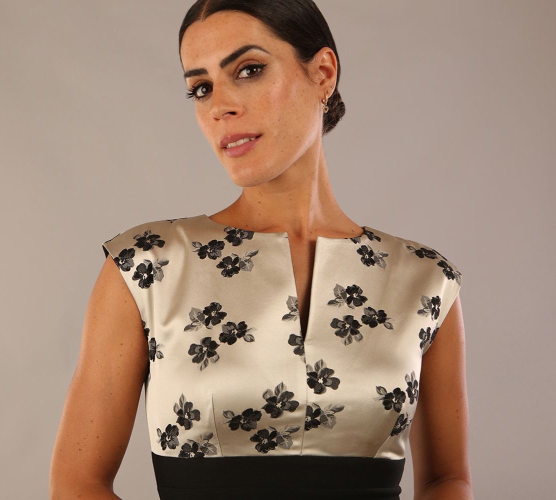 Nadia Floral Jacquard Satin Dress 