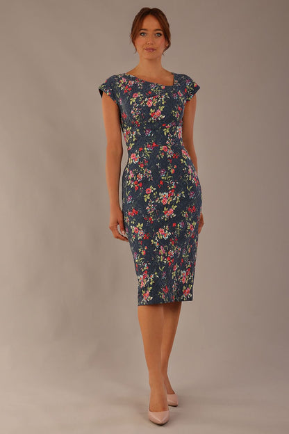 Nora Asymmetric Floral Jacquard Dress 
