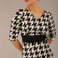 OP-ART V-Neck Sleeved Monochrome Pencil Dress 