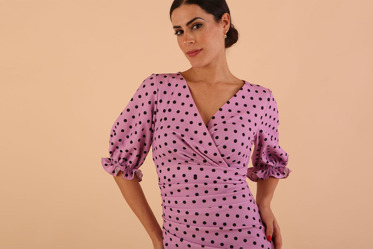 Palacio Polka Dot Print Sleeved Dress 