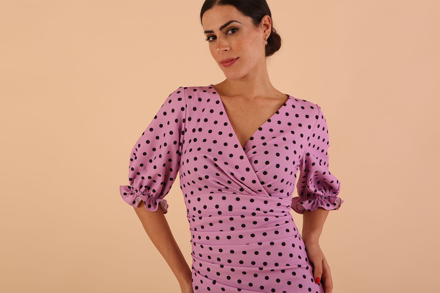 Palacio Polka Dot Print Sleeved Dress 