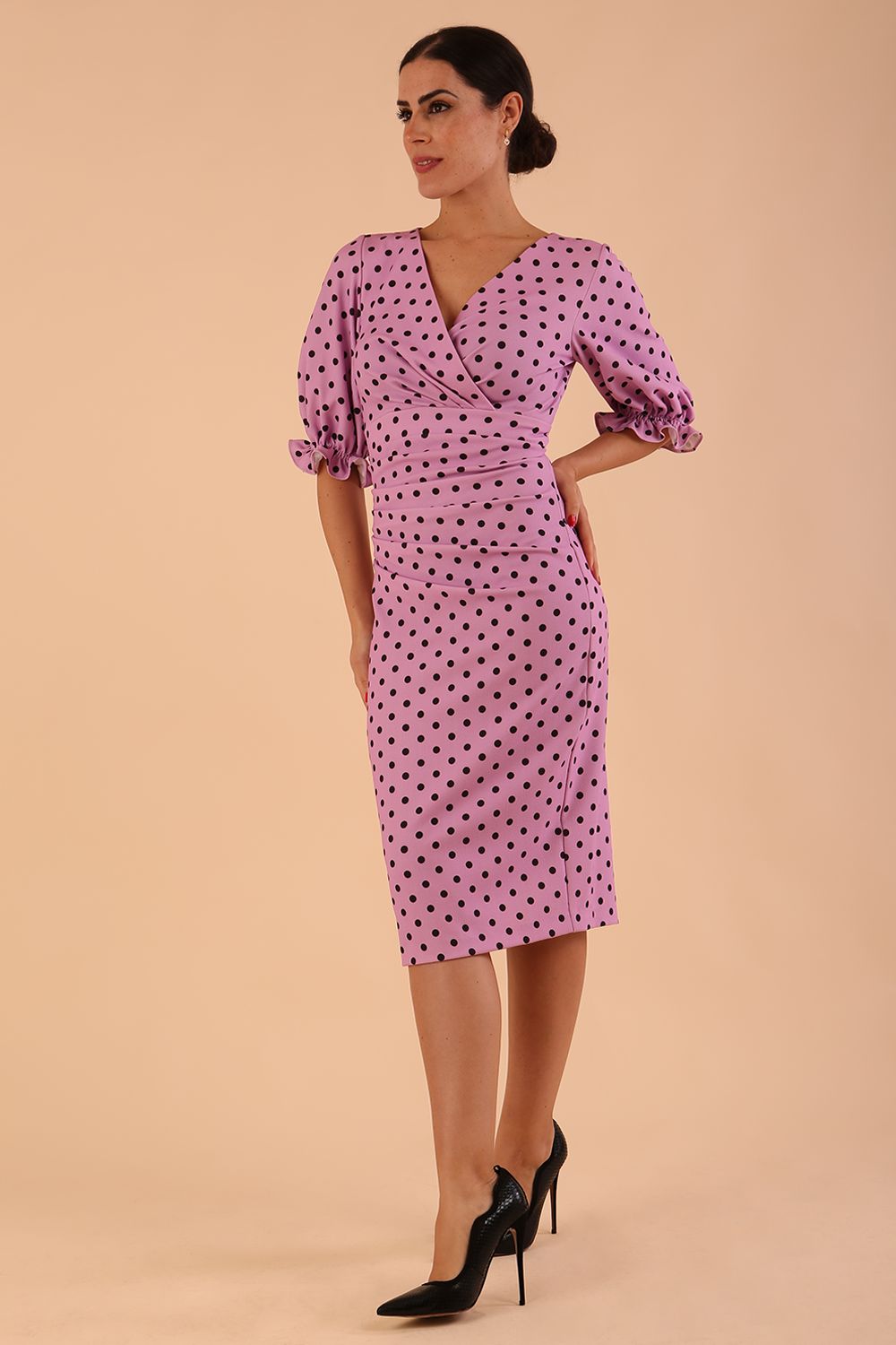 Palacio Polka Dot Print Sleeved Dress 