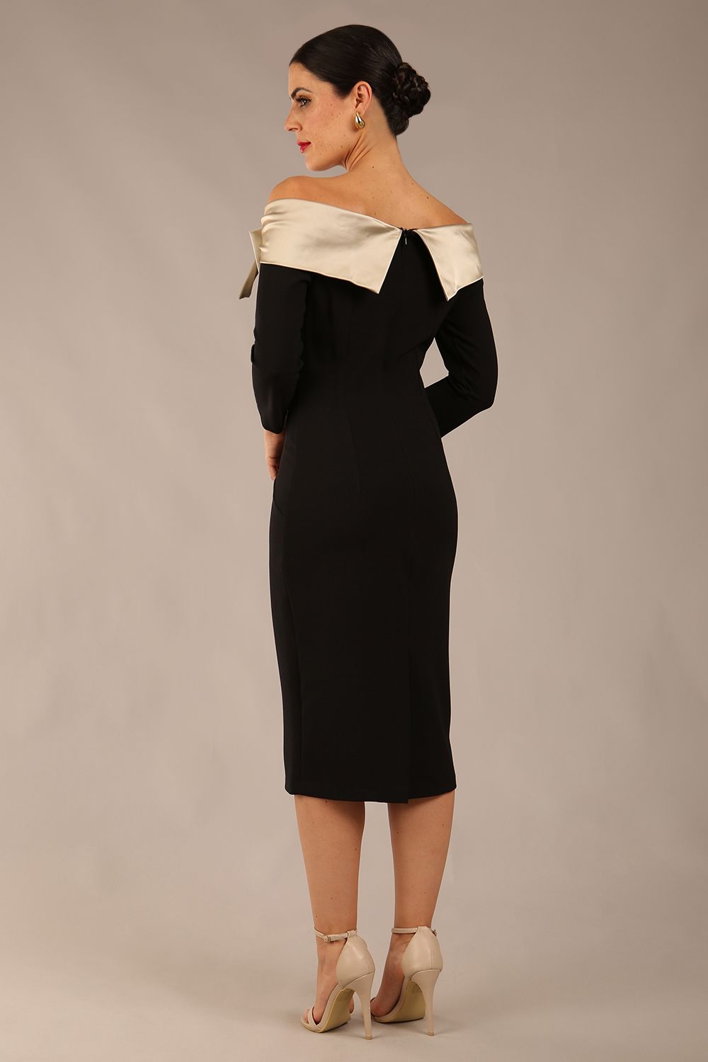 Rosalind Off Shoulder Bow Detail Pencil Dress 