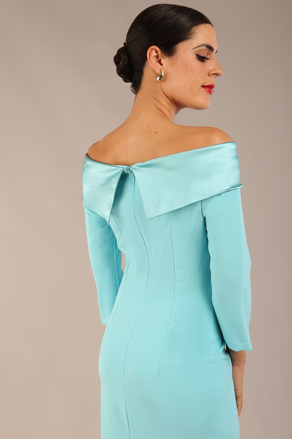 Rosalind Off Shoulder Bow Detail Pencil Dress 