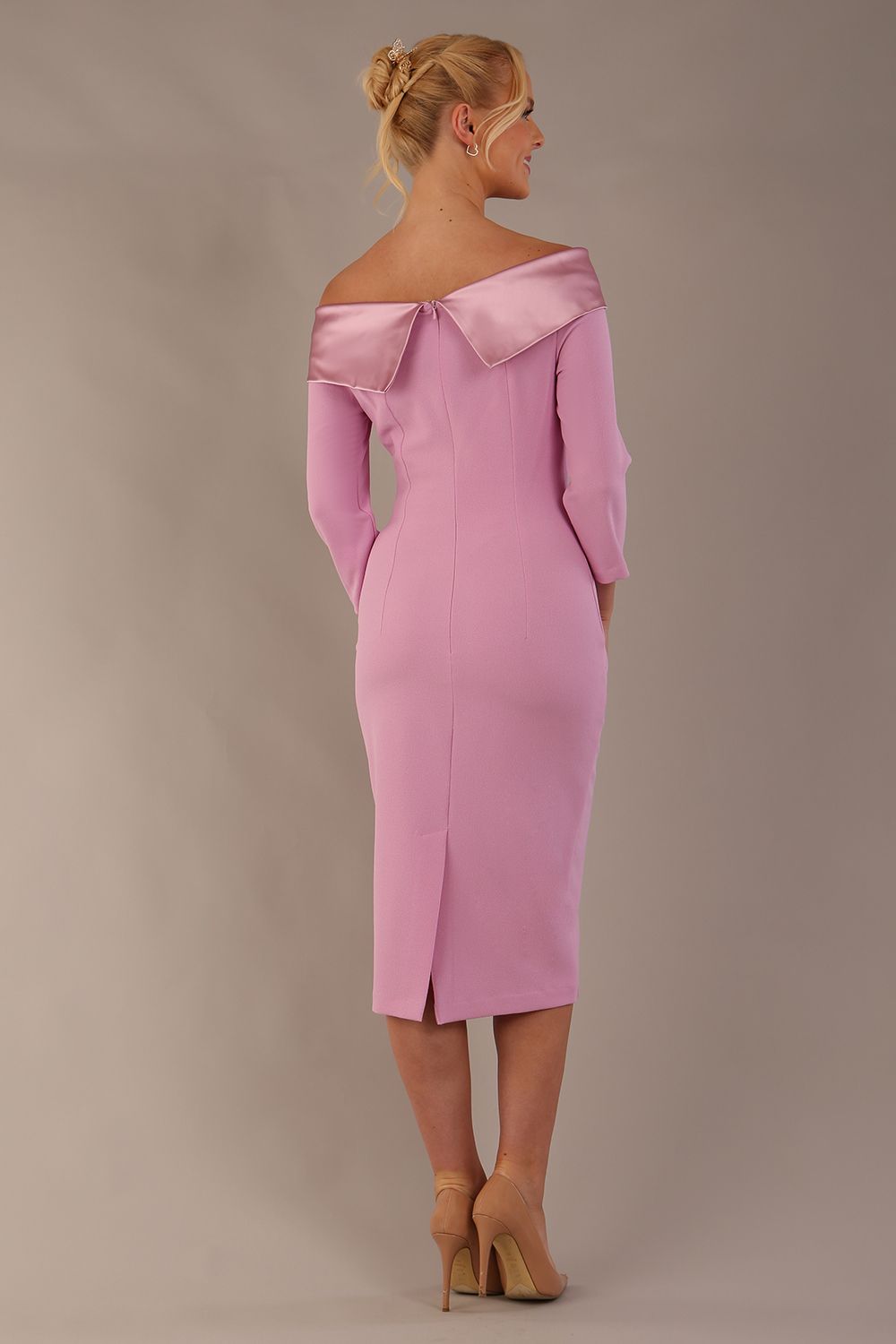 Rosalind Off Shoulder Bow Detail Pencil Dress 