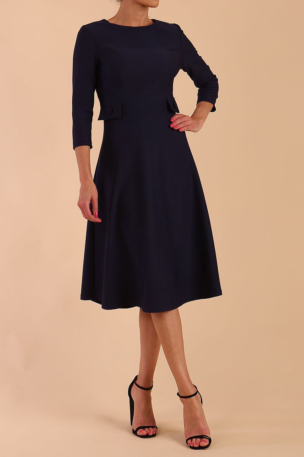 Seed Gresham 3/4 Sleeve Knee Length A-Line Dress 