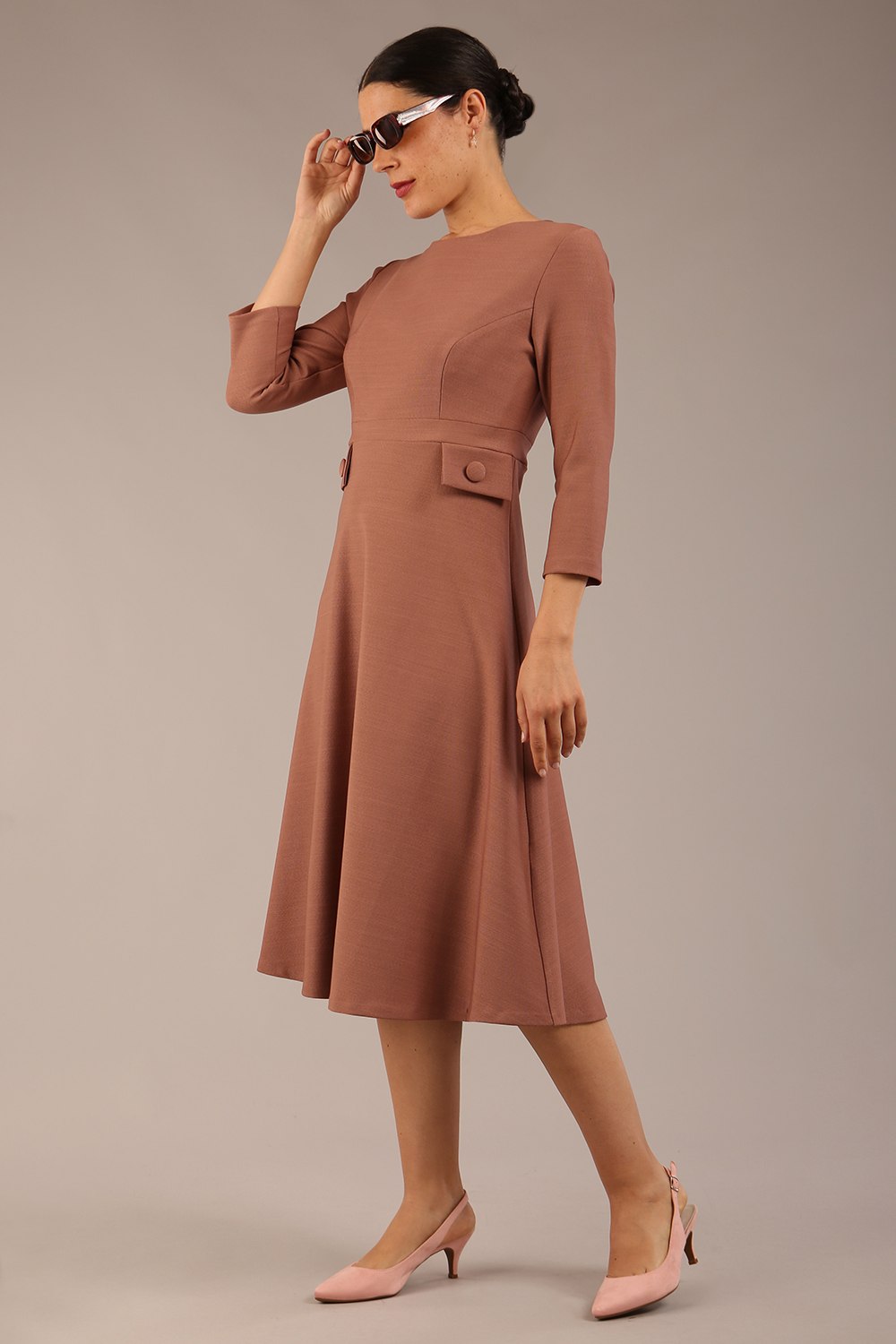 Seed Gresham 3/4 Sleeve Knee Length A-Line Dress 