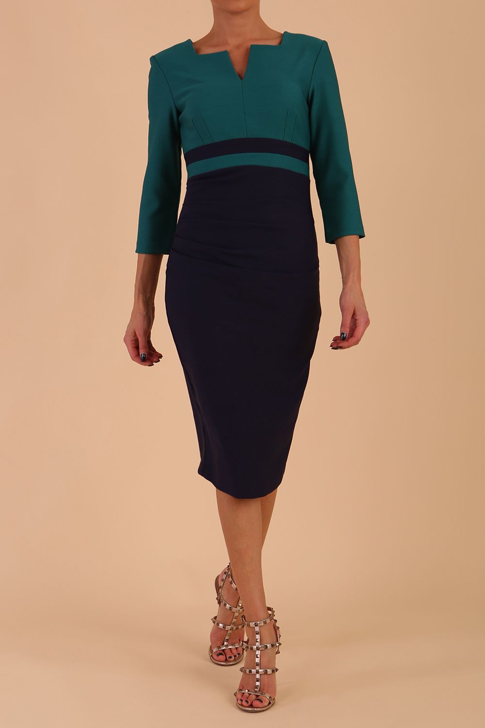 Seed Limelight Contrast Three Quarter Sleeve Dress 