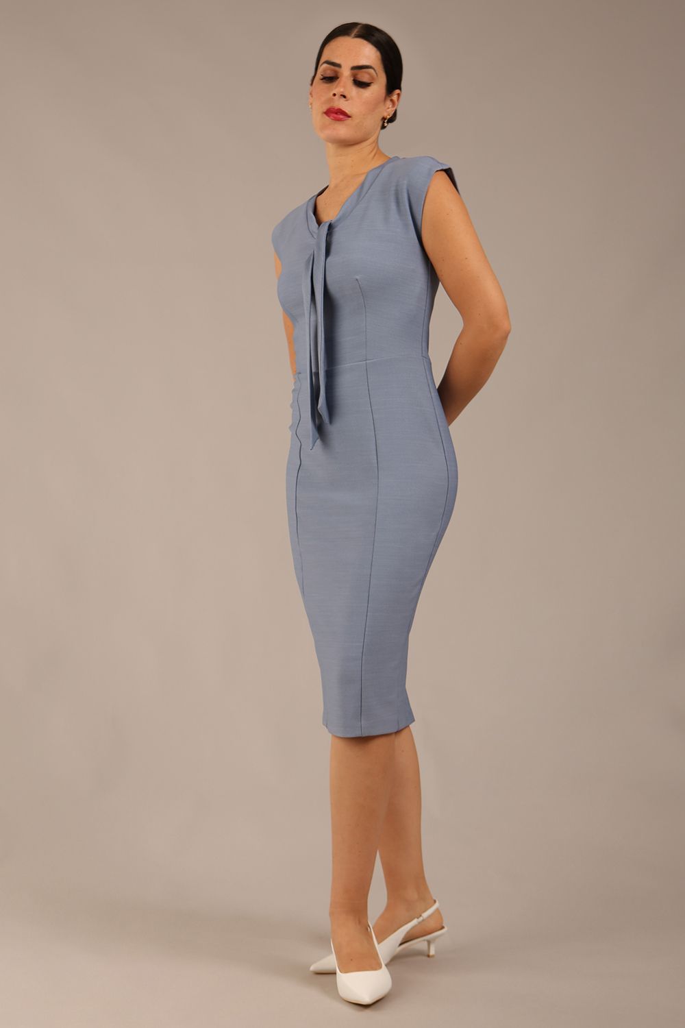 Seed Lucca Tie Detail Cap Sleeved Pencil Dress 