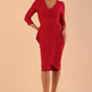 Seed Rosemary Low V-Neckline Sleeved Pencil Dress 