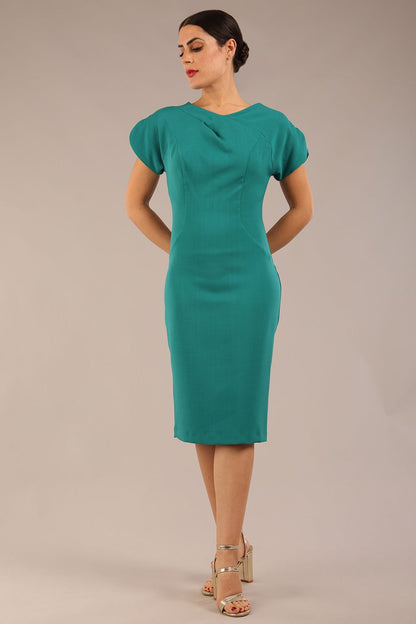 Sheena Short Sleeve Knee Length Pencil Dress 