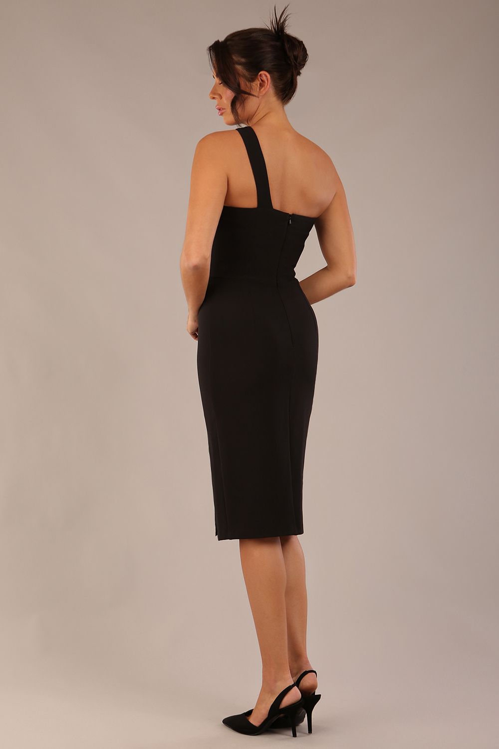 Sofia Diagonal Halter Neck Pencil Dress 