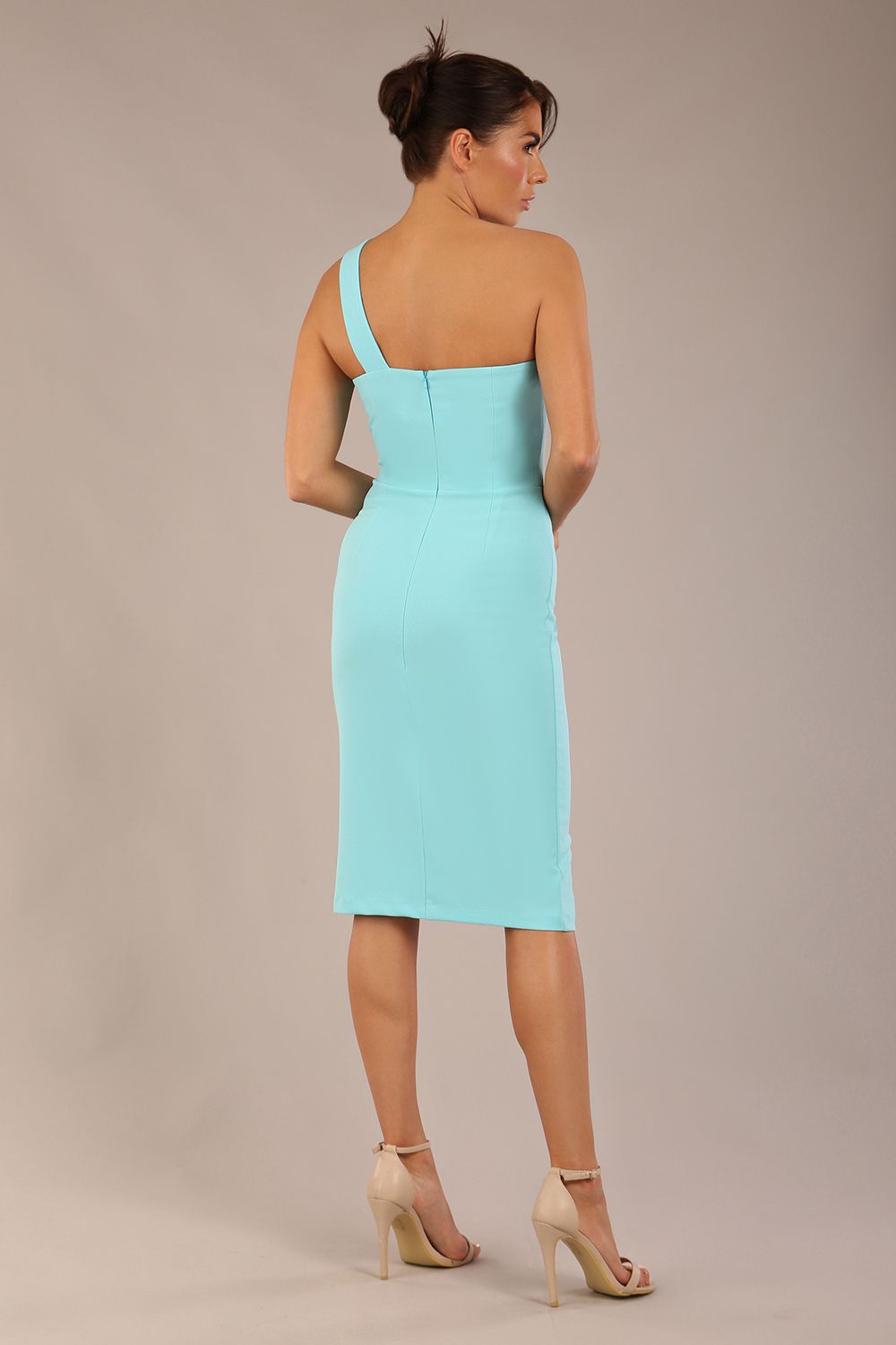 Sofia Diagonal Halter Neck Pencil Dress 
