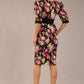 Somerset Floral with Puff Sleeves & Black Waistband Pencil Dress 