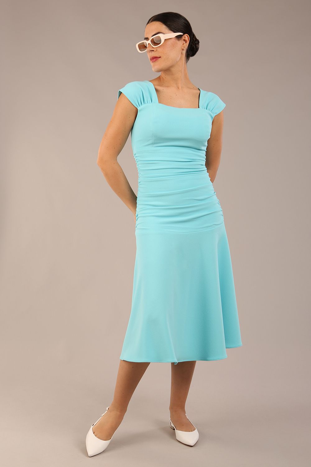 Sonning Cap Sleeve Square Neckline A-Line Dress 
