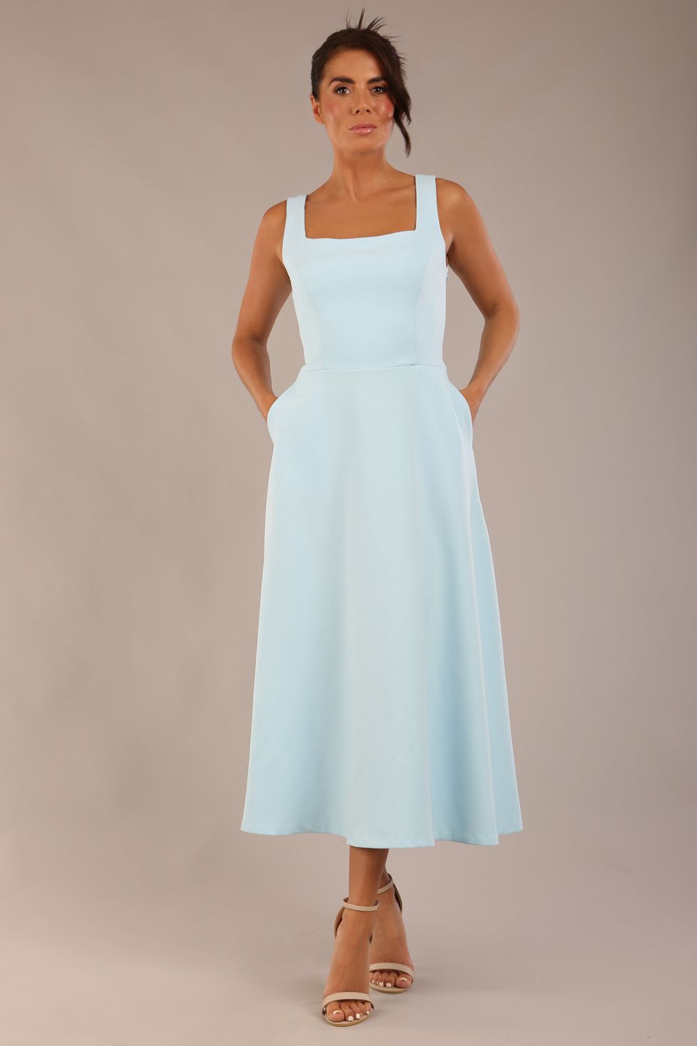Tamsin Square Neckline A-line Dress with pockets 