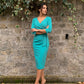 Bronwen 3/4 sleeved Tie Pencil Dress