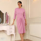 Hazel Rounded Collar Detail Pencil Dress
