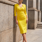 Indira 3/4 Sleeve Knee Length Pencil Dress