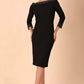 Model wearing a diva catwalk ToTo Bardot Neckline Off Shoulder Pencil Dress in Black colour Full Body Front Image