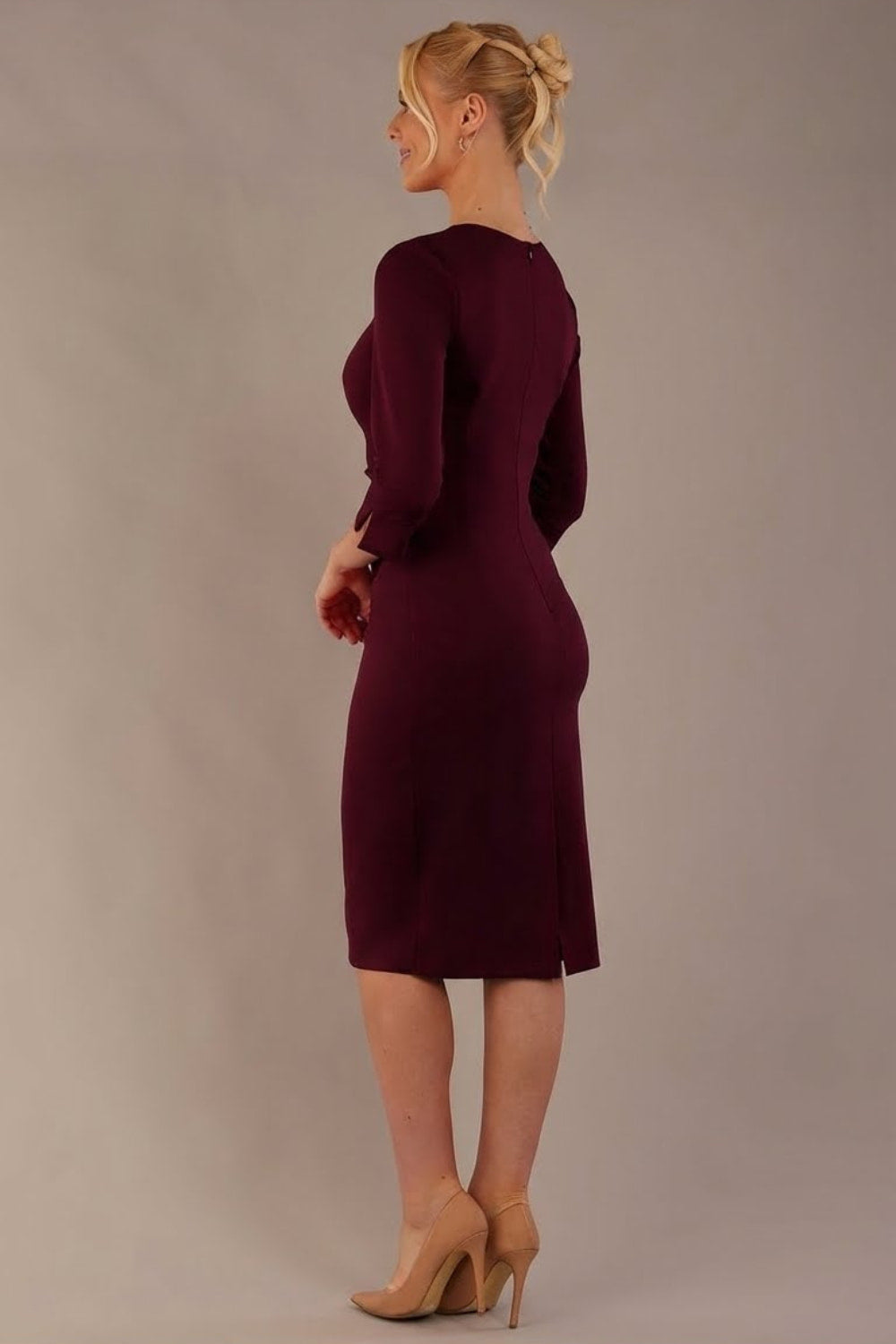 Yasmeen Keyhole Pleated Pencil Dress 