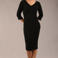 diva catwalk Tara pencil dress v neckline black