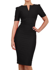 Model wearing pencil short sleeve seed fitzrovia dress front image