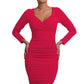Model wearing the Diva Cynthia Pencil dress with pleating across the front in honeysuckle pink front image