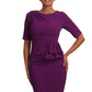 Model wearing the Diva Lynette dress in pencil dress design in royal purple front image
