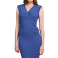 Model wearing the Diva Sylvia dress in pencil dress design in dutch blue front image