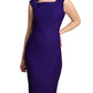 model is wearing diva catwalk seed cadiz pencil sleeveless dress in purple front