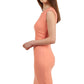 model is wearing diva catwalk octavia sleeveless pencil dress in tropical peach front 