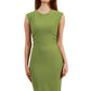 model is wearing diva catwalk octavia sleeveless pencil dress in aspen green front 