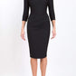 Model wearing the Seed Agatha in pencil dress design in black front image