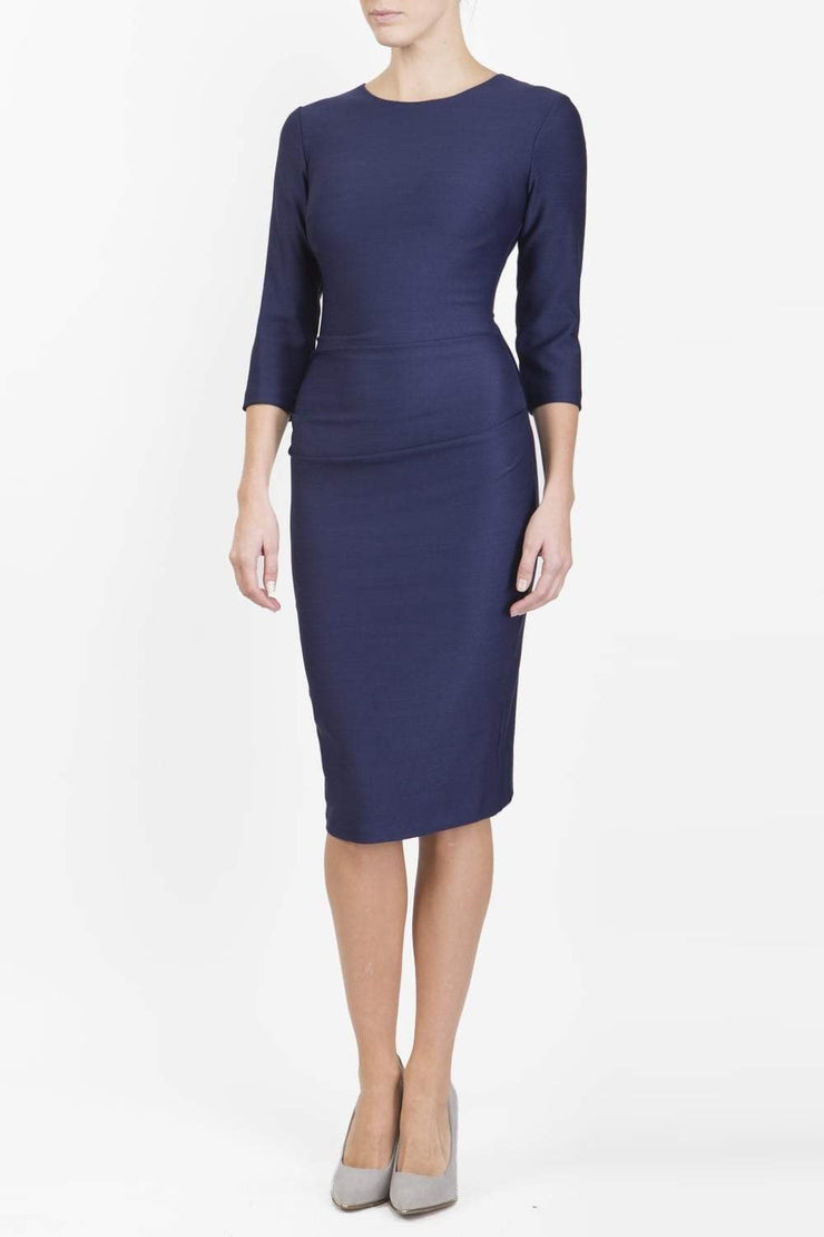 Seed Thornton Round Neck Three-quarter Sleeve Pencil Dress