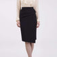 model is wearing diva catwalk antibe pencil asymmetric skirt with pleating at the front in black front