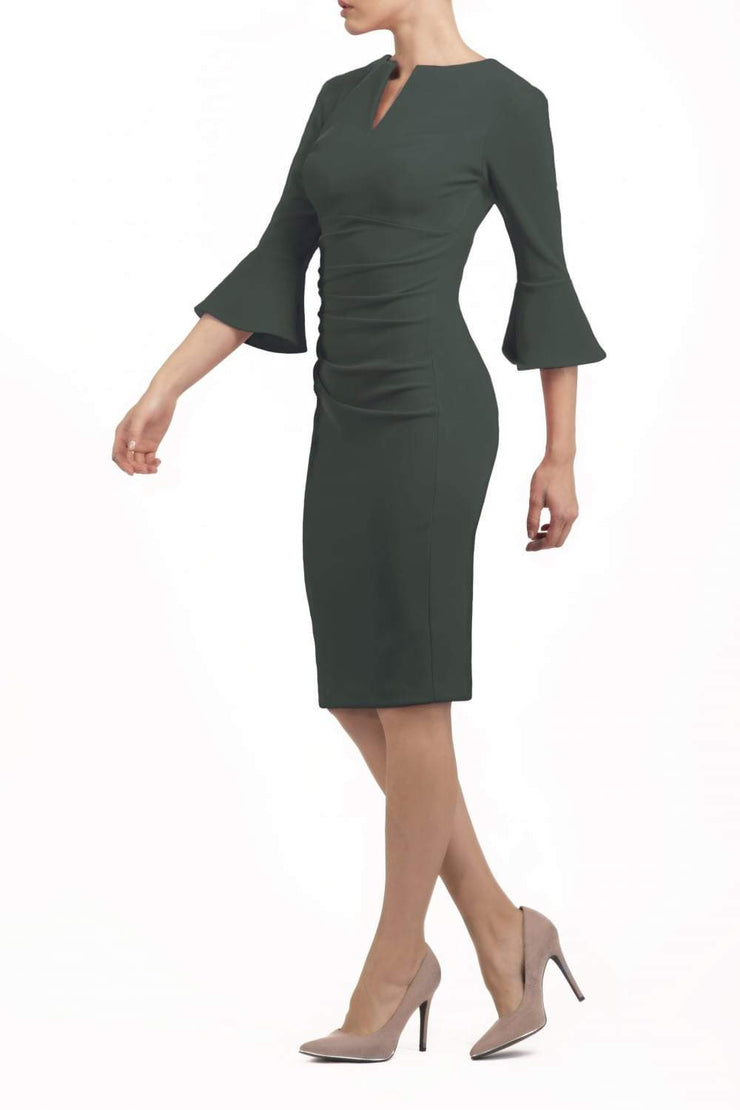 Durham Flute Sleeve Pencil Skirt Dress