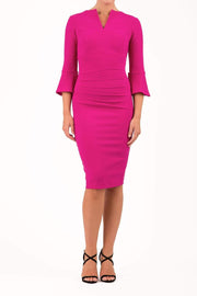 Durham Flute Sleeve Pencil Skirt Dress