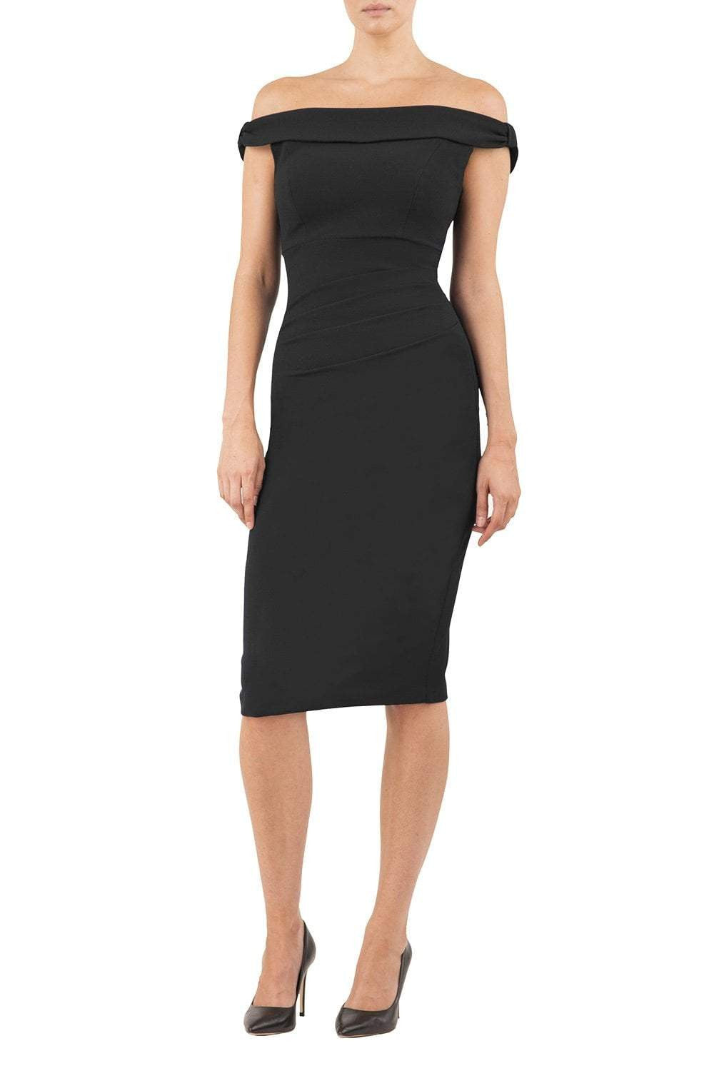 Black off the on sale shoulder pencil dress