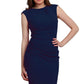 Model wearing the Diva Carla Pencil dress in ribbed super stretch fabric in navy blue front image